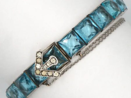 Aquamarine, Diamanté & Sterling Buckle Bracelet Sale