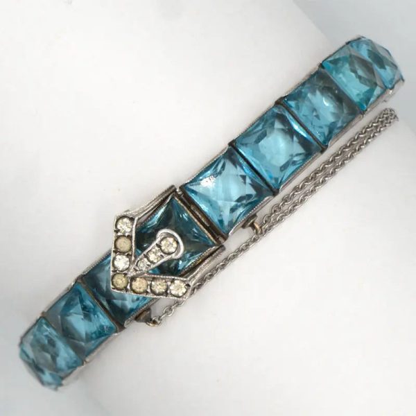 Aquamarine, Diamanté & Sterling Buckle Bracelet Sale