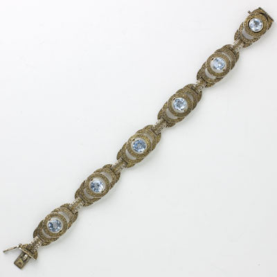 Aquamarine & Gilt Sterling Filigree Theodor Fahrner Bracelet on Sale