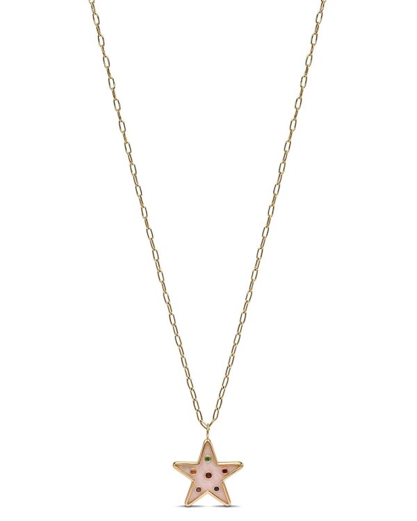 Yellow Gold and Pink Opal Star Pendant Necklace For Cheap