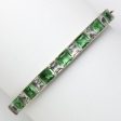 Emerald, Crystal & Sterling Art Deco Bangle Discount