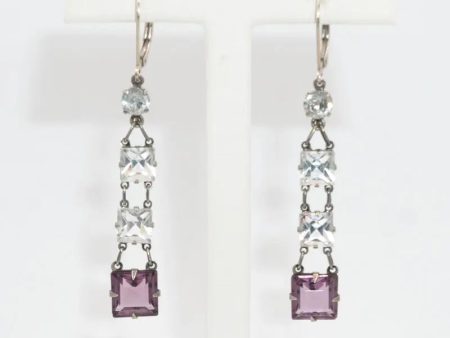 Amethyst & Crystal Chicklet Earrings Sale