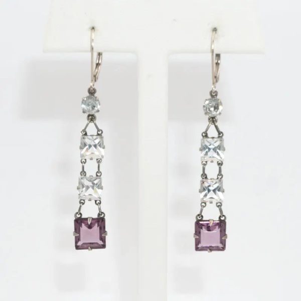 Amethyst & Crystal Chicklet Earrings Sale