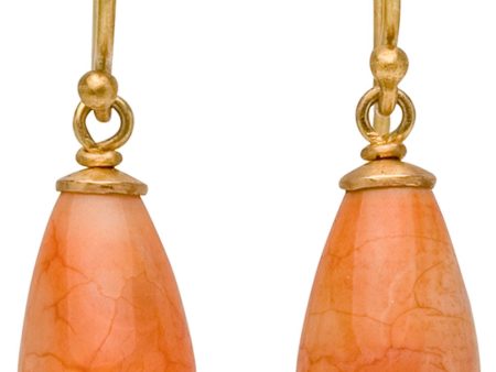 Yellow Gold Orange Jasper Dangle Earrings Supply