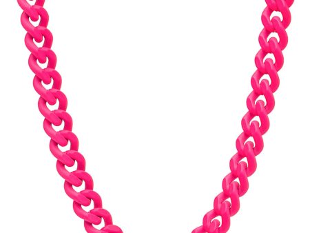 Diamond Embellished Neon Pink Link Necklace Online