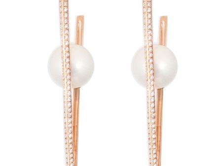 Rose Gold Australian Pearl V Hoop Earrings Cheap