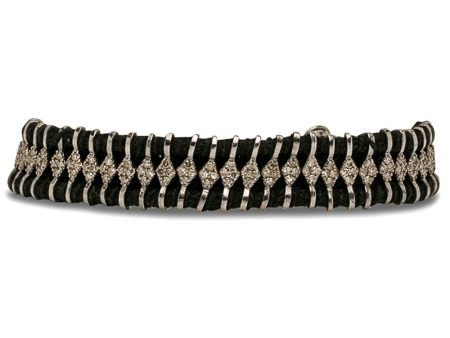 Black Silk and Diamond Woven Bracelet For Discount