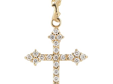 Yellow Gold White Diamond Gothic Cross Pendant Cheap