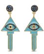 Turquoise Enamel Evil Eye Key Earrings Supply