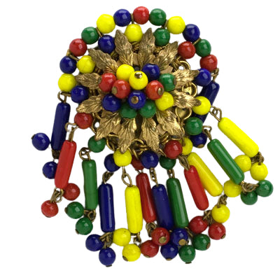 Colored Bead Dangling Brooch by Miriam Haskell Cheap