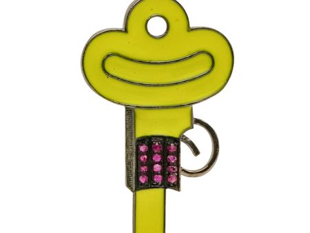 Yellow Enamel Pink Sapphire Key Pendant on Sale