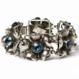 Aquamarine & Sterling Flower Bracelet by Hobé For Sale