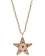 Yellow Gold and Pink Opal Star Pendant Necklace For Cheap