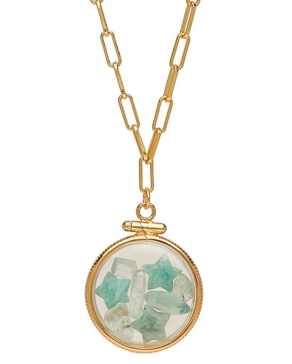 Amazonite and Fluorite Shaker Pendant Necklace Cheap