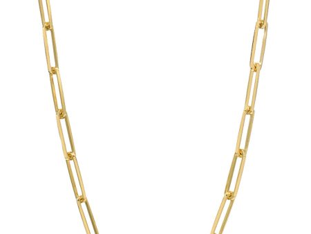 Yellow Gold Large Long Link Chain Necklace on Sale