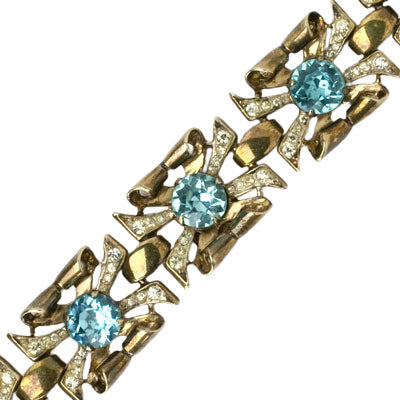 Aquamarine, Diamanté & Vermeil Coro Bracelet Fashion