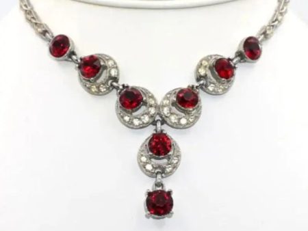 Ruby & Diamanté Bogoff Necklace with Drop on Sale