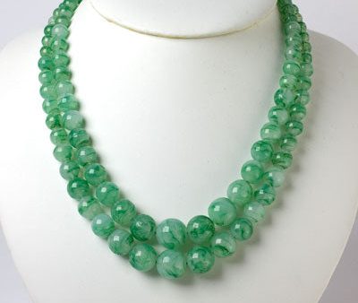 Green Bead 2-Strand Necklace by Louis Rousselet Online Sale