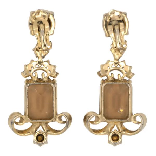 Brown Quartz & Citrine Schiaparelli Pendant Earrings For Cheap