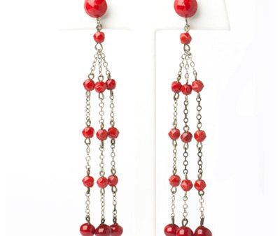 Red Bead Chandelier Earrings on Sale