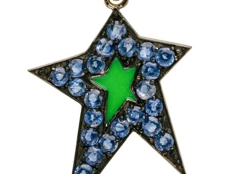 Blue Sapphire and Green Enamel Star Pendant Online