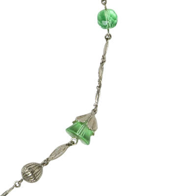 Green Bead & Chrome Necklace For Cheap