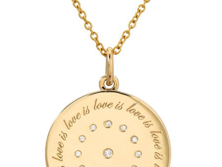 Yellow Gold Diamond Love Is Love Medallion Pendant Online now