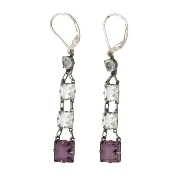 Amethyst & Crystal Chicklet Earrings Sale