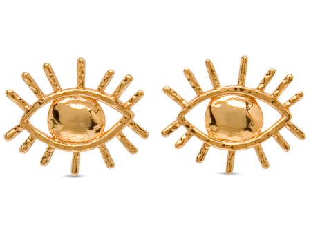 Gold Evil Eye Stud Earrings For Sale