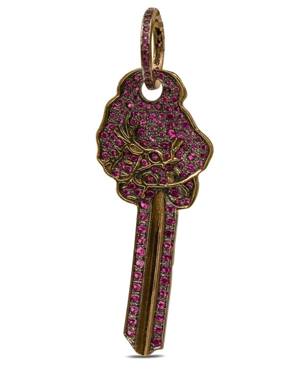 Brass and Ruby Key Pendant Online now