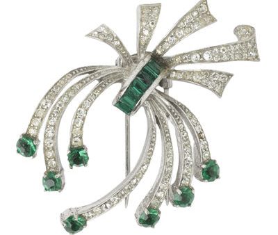 Emerald, Diamanté & Sterling Dress Clip Hot on Sale