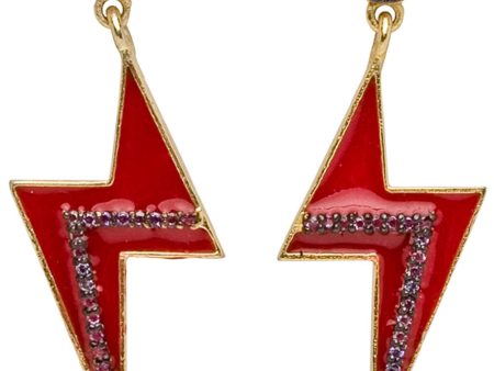 Red Enamel Lightning Bolt Earrings Fashion