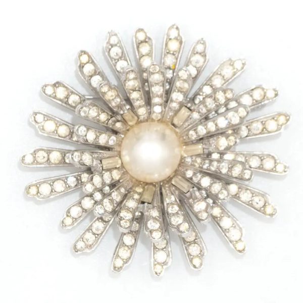 Diamanté & Pearl Flower Boucher Brooch Supply