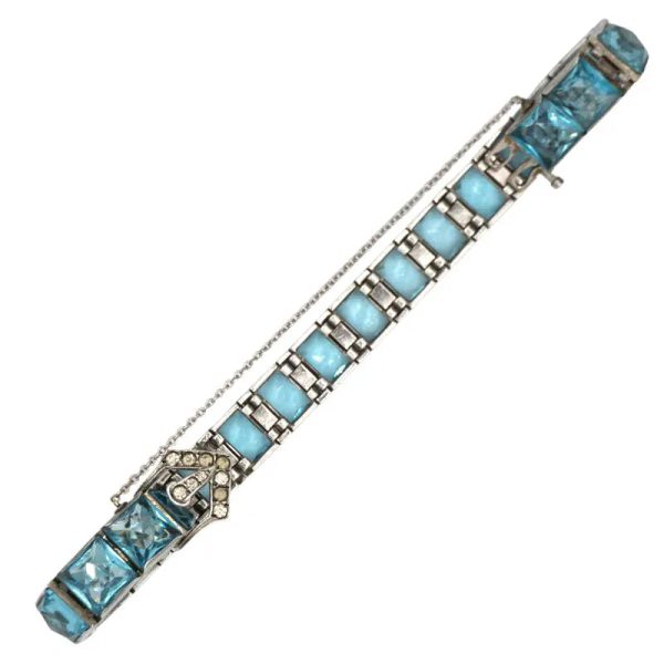 Aquamarine, Diamanté & Sterling Buckle Bracelet Sale