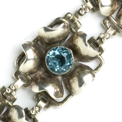 Aquamarine & Sterling Flower Bracelet by Hobé For Sale