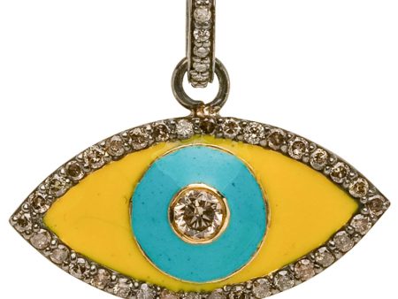 Pave Diamond Enamel Evil Eye Pendant on Sale