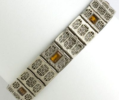 Citrine & Sterling Filigree Art Deco Bracelet by Simmons Online Sale