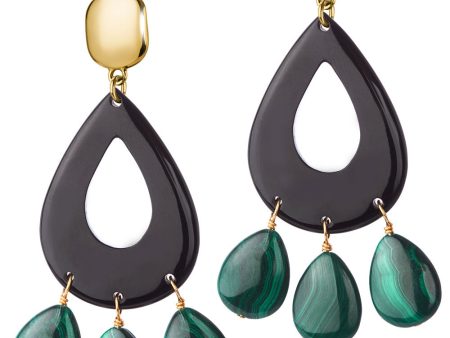 Black Horn Malachite Drop Earrings For Cheap