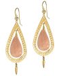 Yellow Gold Guava Agate Teardrop Hoop Earrings on Sale