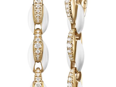 Yellow Gold White Enamel Diamond Ada Earrings Supply