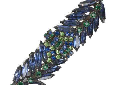 Sapphire, Emerald & Aquamarine Double Clip Brooch Discount