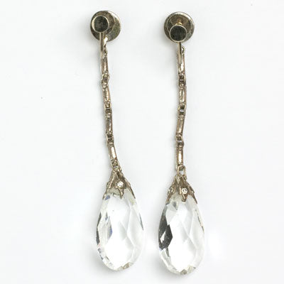 Glass Teardrop Earrings with Diamantés in Sterling Discount