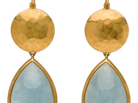 Yellow Gold Sundisc Aquamarine Drop Earrings Online Hot Sale