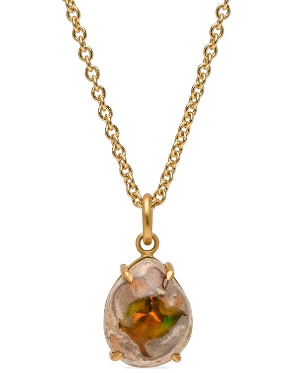 Opal Mexican Matrix Pear Shape Pendant Necklace Hot on Sale