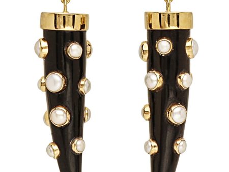 Black Horn Studded Drop Earrings Online Sale