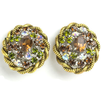 Golden Topaz, Green Tourmaline & Diamanté Christian Dior Earrings Supply