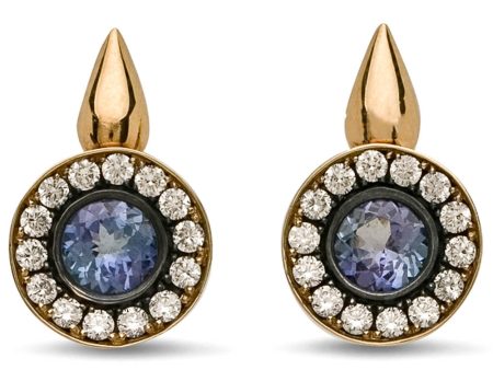 Teardrop Top Diamond and Tanzanite Earrings Online Sale