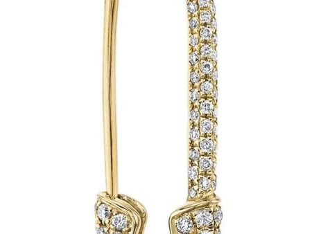 Yellow Gold Pave Diamond Safety Pin Left Earring Discount