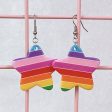 Chunky Rainbow Stripe Star Earrings on Sale