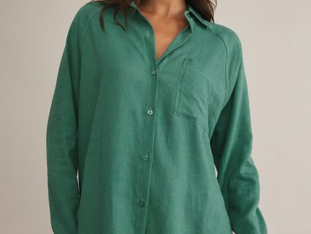 Z SUPPLY: Perfect Linen Top-Botanical Green For Cheap